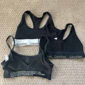 Calvin Klein Black and Gray Bralette Trio